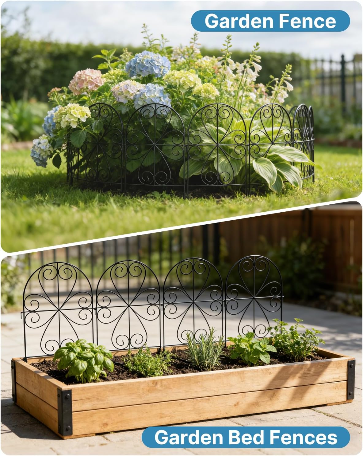 Thumbnail 2 de ARIFARO Metal Garden Fence Panels (59cm H x 32cm W), 25 Pack, Black – no-dig, rust-resistant outdoor barrier