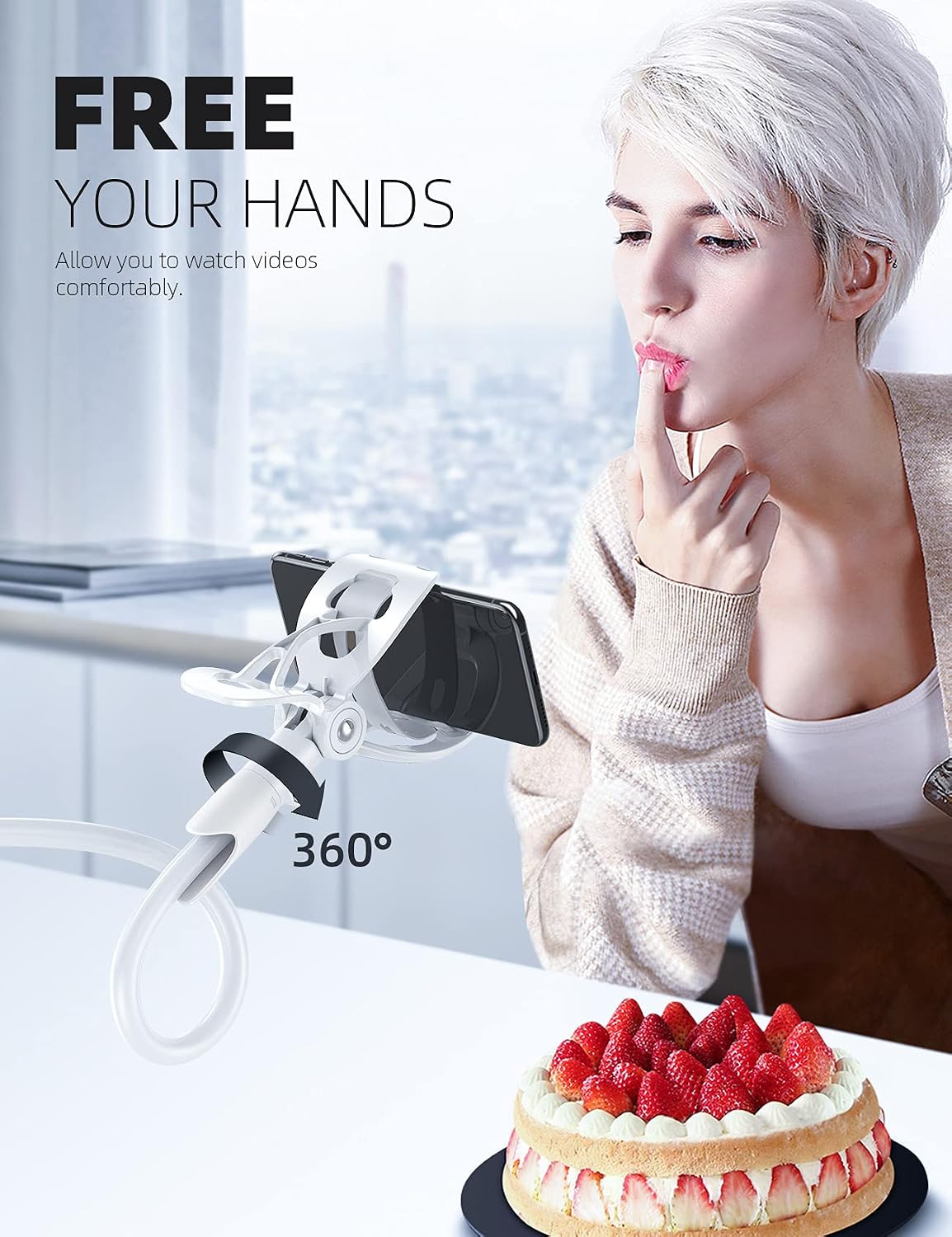 Detalle de Lamicall LS05-EU-W Gooseneck Phone Holder, 360° Adjustable, White