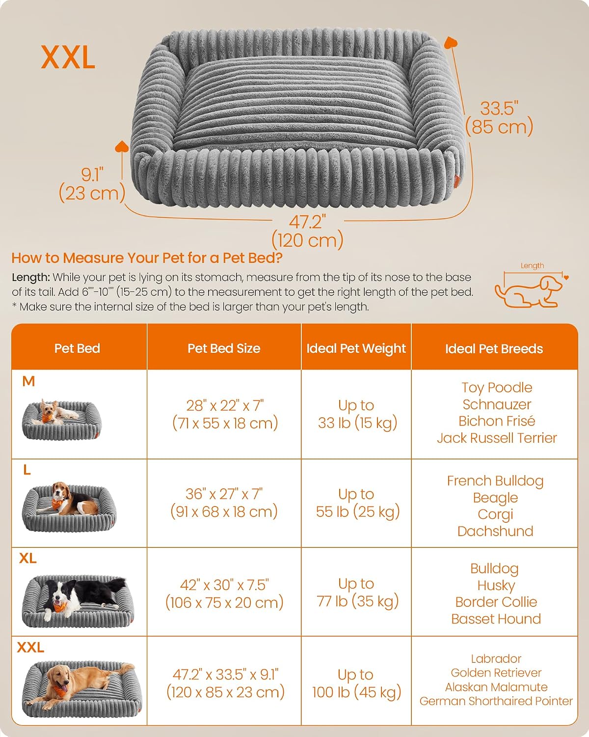 Thumbnail 5 de Feandrea BADDI PGW314GD01 Dog Sofa Bed, Faux Fur, Raised Sides, Dove Grey