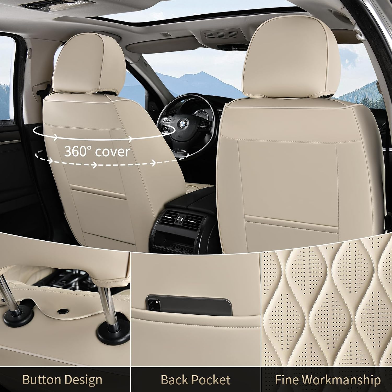 Detalle de FLORICH Front Seat Covers, Beige