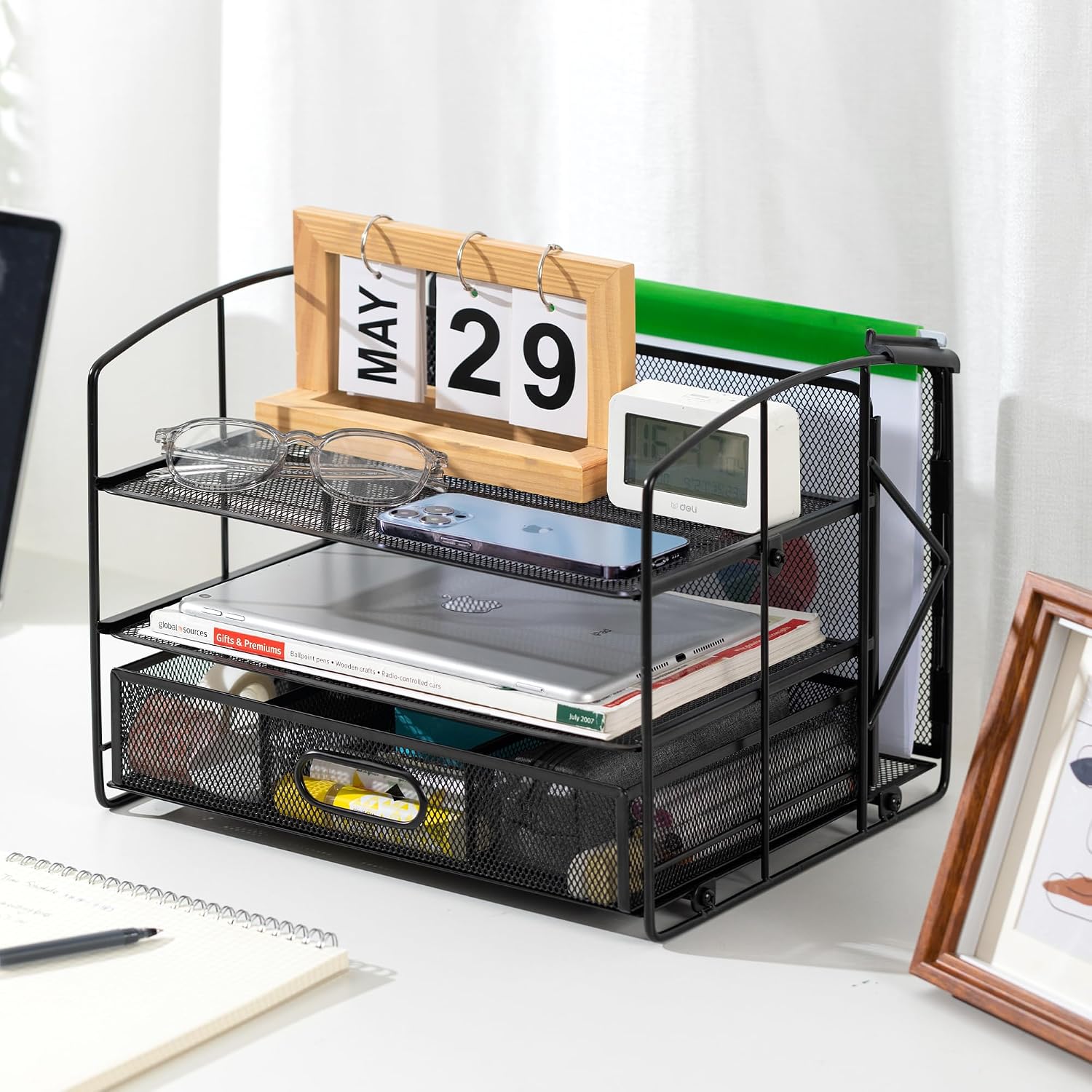 Thumbnail 5 de Amazon Basics Rectangular Desk Organiser 3-tray with hanging file holder ๐
