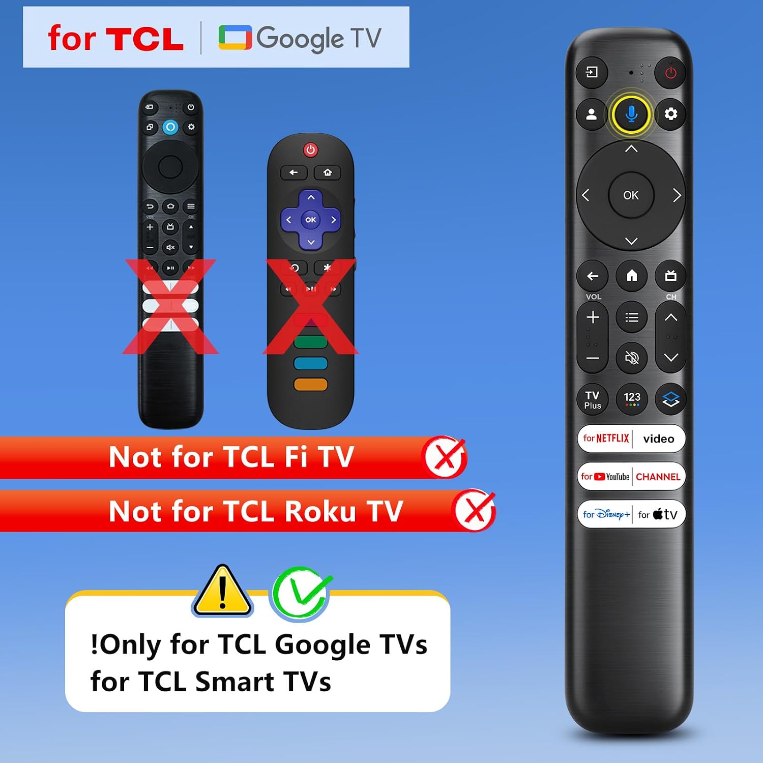 Thumbnail 2 de Voice Remote for TCL Google TV: Replacement with Enhanced Voice Recognition