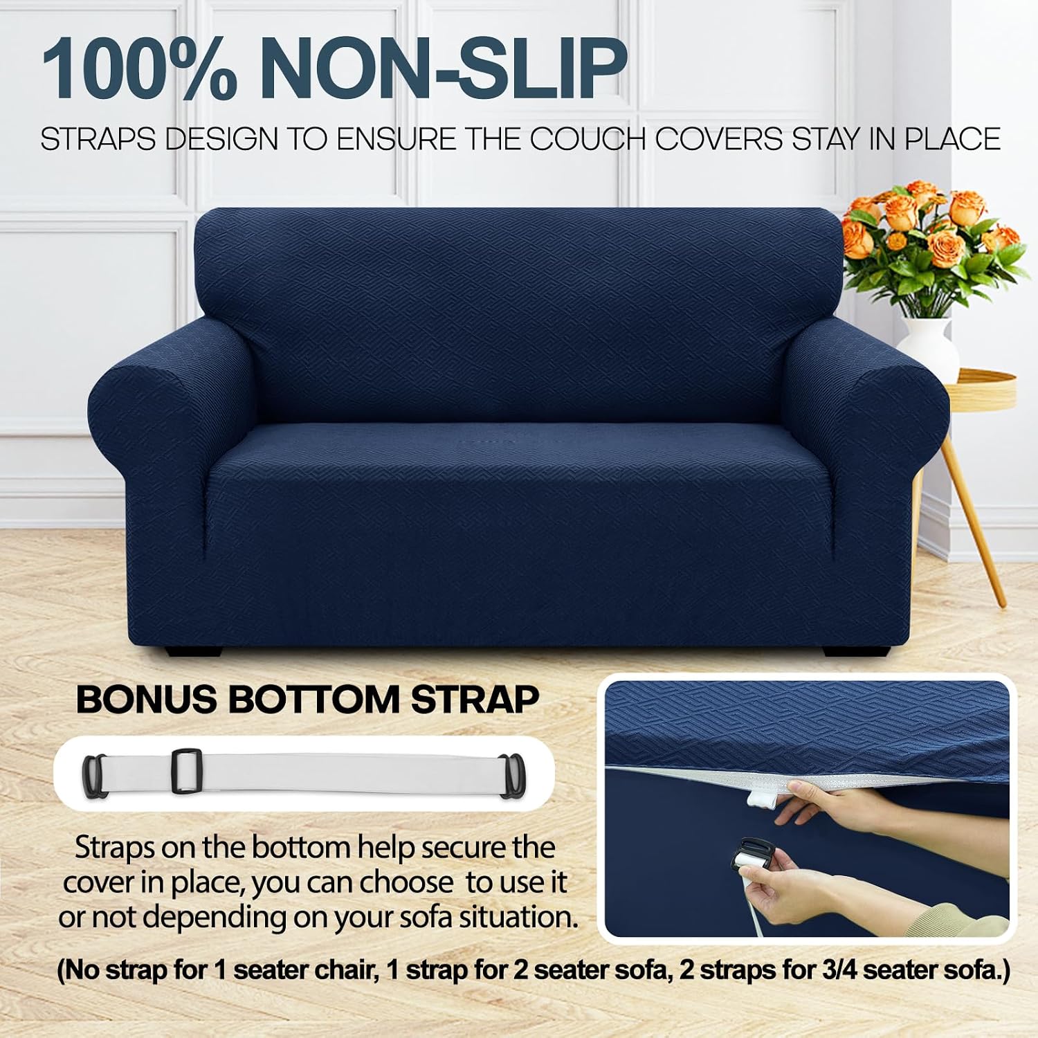 Detalle de Ystyle Copridivano 3 posti con braccioli super elasticizzato antigraffio antiscivolo antimacchia, blu scuro