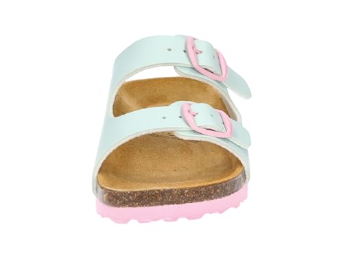 Detalle de Lico Unisex Kinder Bioline Kids 2-Schnallen Pantoletten, Türkis/Rosa, 39 EU