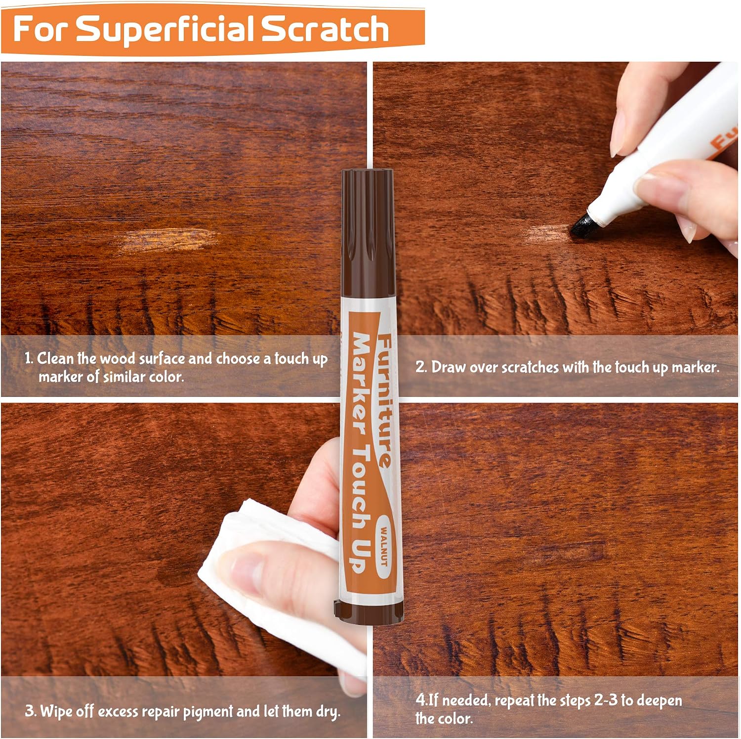 Thumbnail 2 de REALINN Wood Furniture Repair Kit — 28-Piece Set with Touch Up Markers, Fillers, Wood Putty, and More