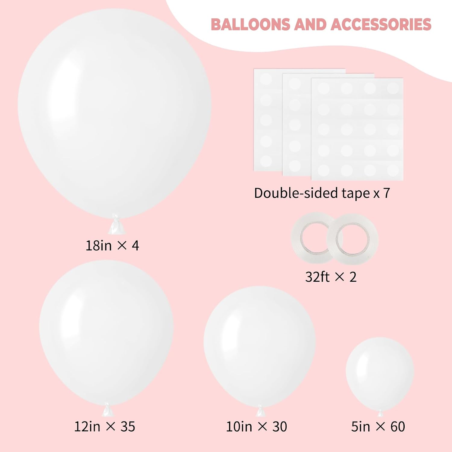 Detalle 2 de RUBFAC 129pcs White Balloons Kit 18in