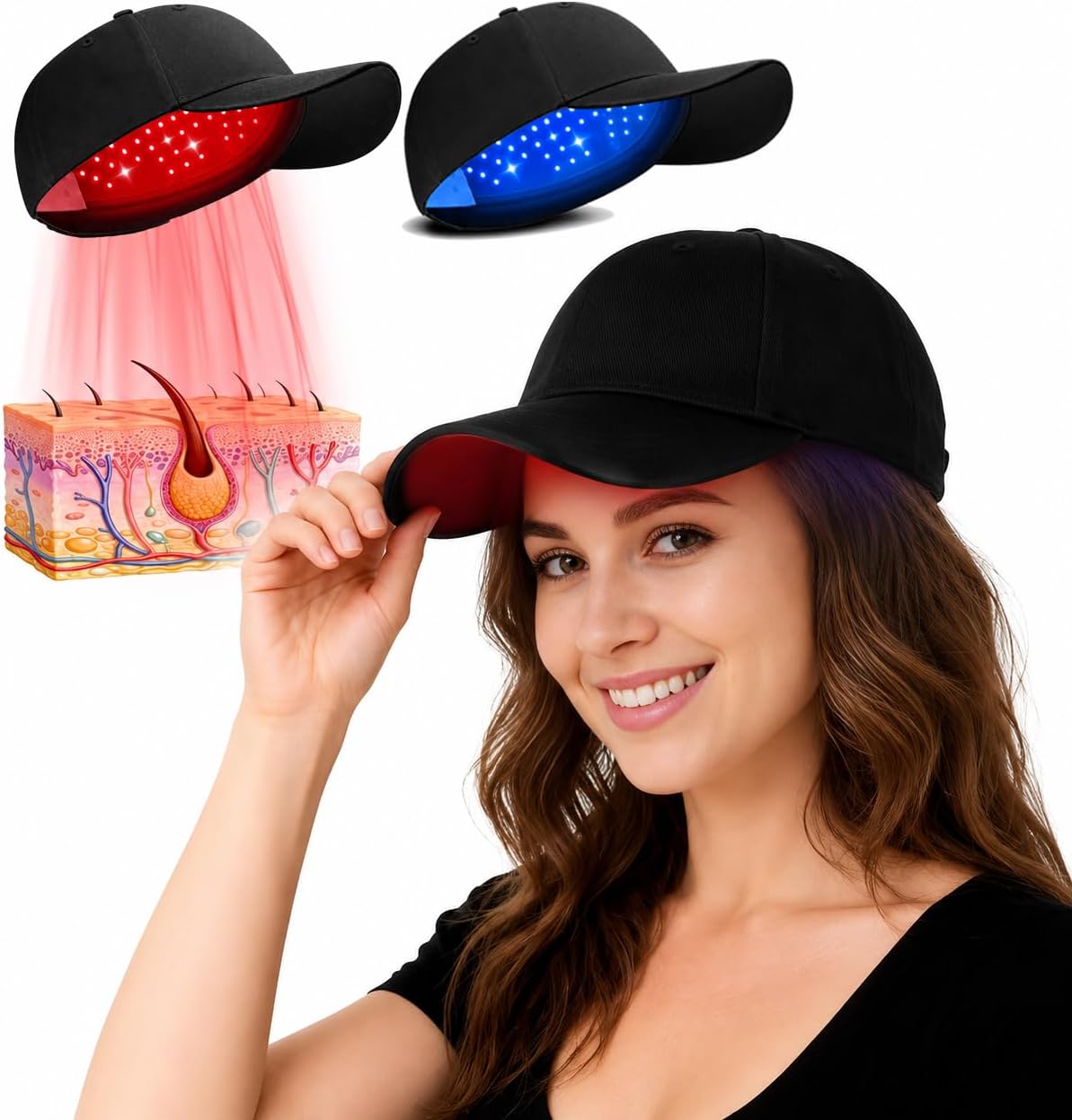 Detalle de Generic LED Hair Therapy Cap with Red, Infrared and Blue Light