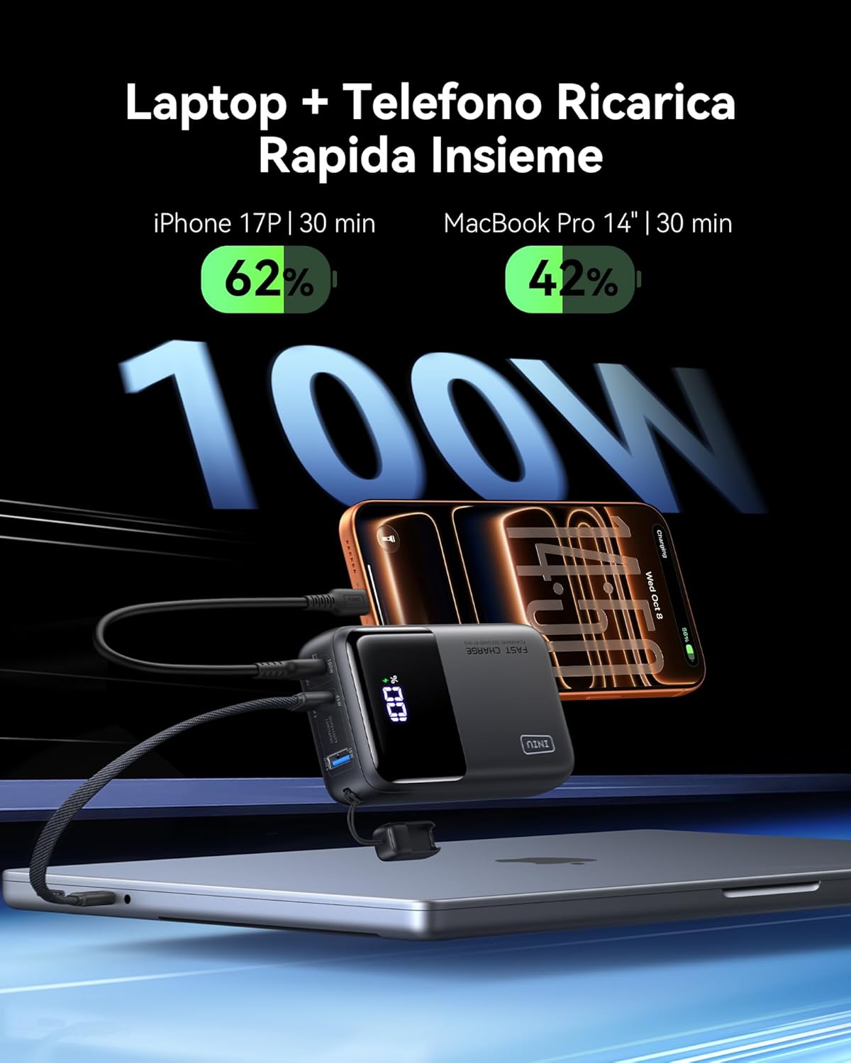 Thumbnail 2 de INIU Piccolo 100W PD3.0 25000mAh Power Bank