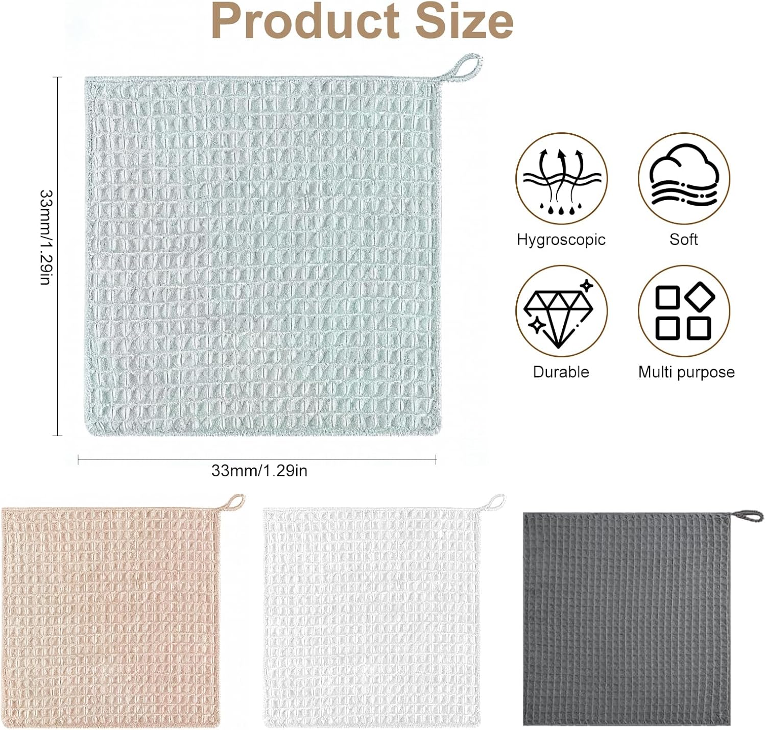 Detalle 2 de VoltCozy Barista Towels 4 Pack 12x12” Waffle Microfibre – Practical barista cloths for home setups