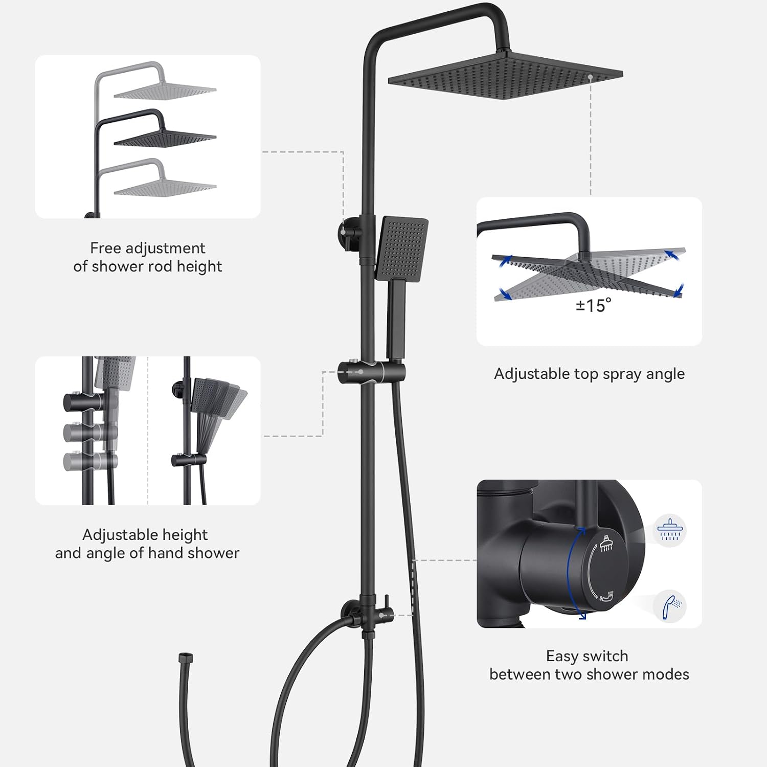 Thumbnail 6 de DERW Adjustable Shower Riser Rail Kit 10