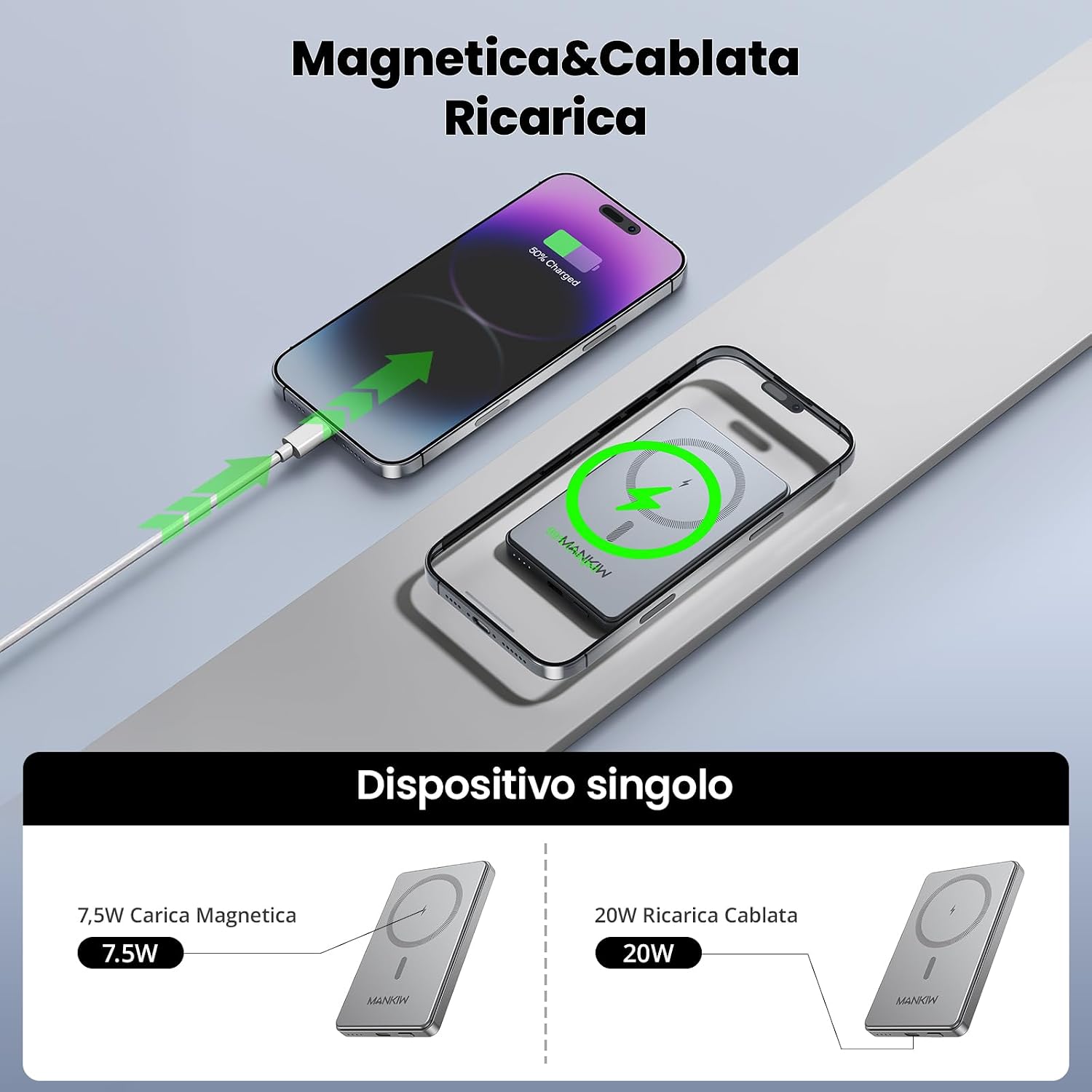 Detalle 2 de MANKIW Wireless PowerBank 5000mAh MagSafe