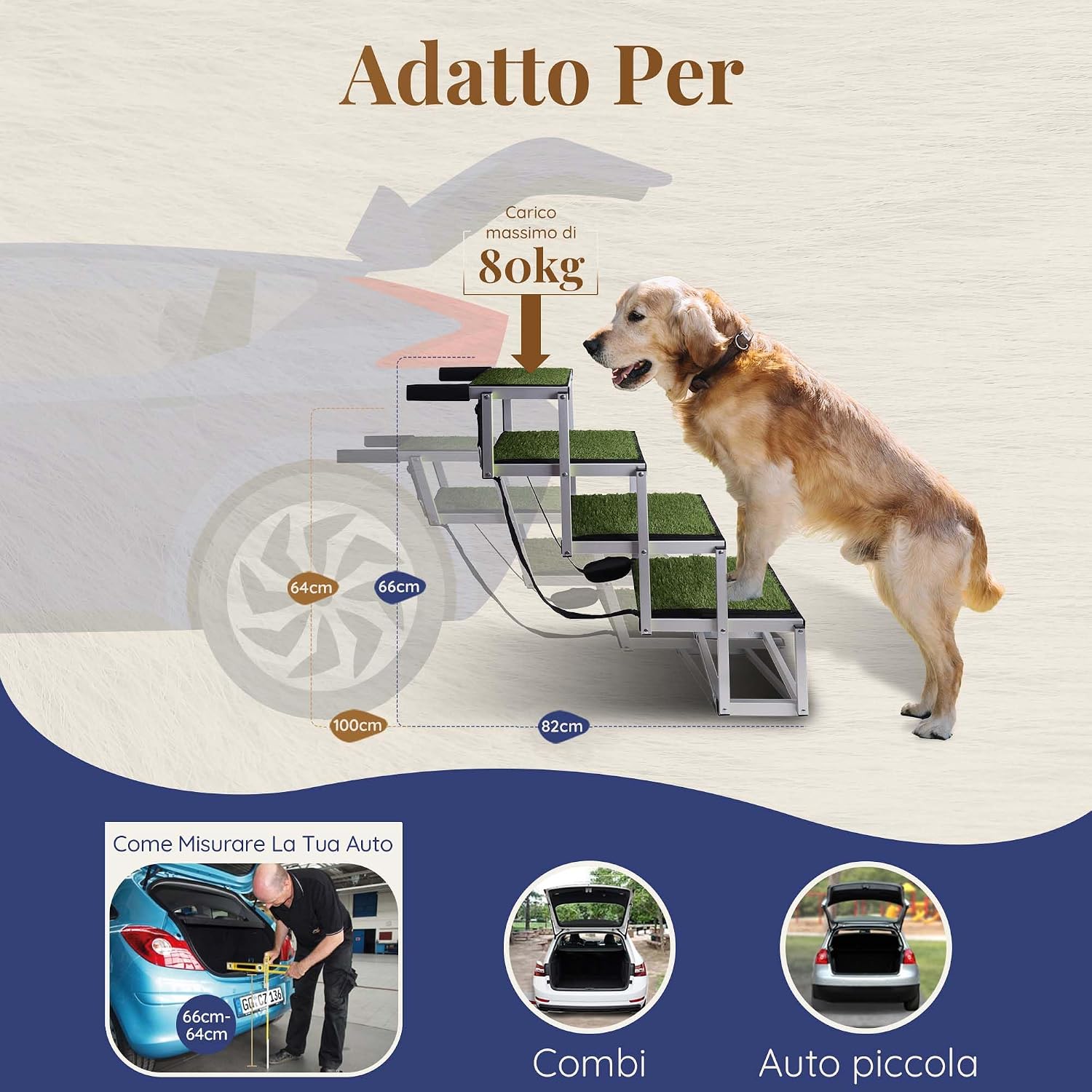 Thumbnail 4 de Scala per cani Auto PRIORPET: pieghevole, 4 gradini e superficie erbosa