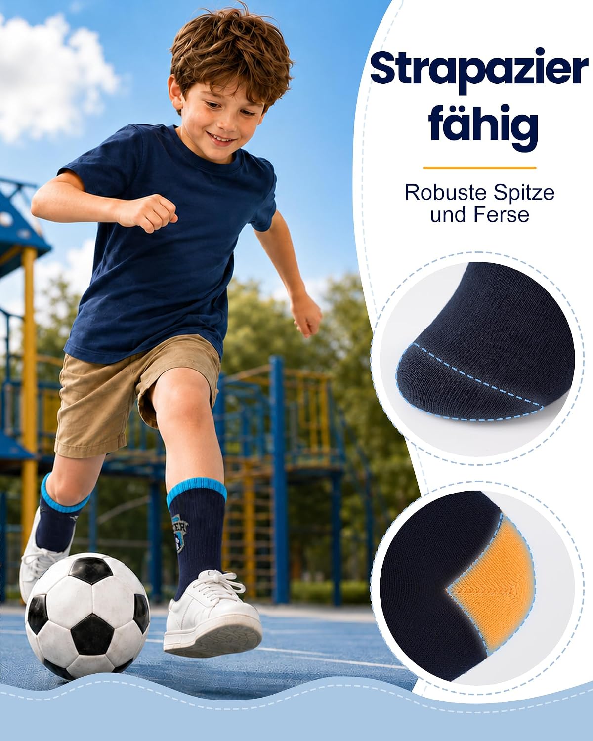 Detalle de SockWaddles Kids Boys Cotton Socks, 6-Pack with Reinforced Toe and Heel
