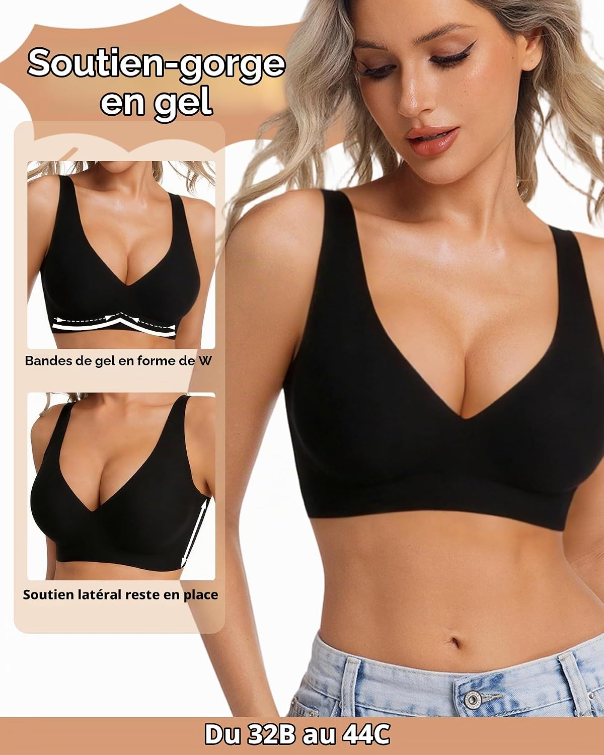 Detalle 2 de HOWIN Soutien-Gorge Sans Armature Comfit Plongeant pour Femme