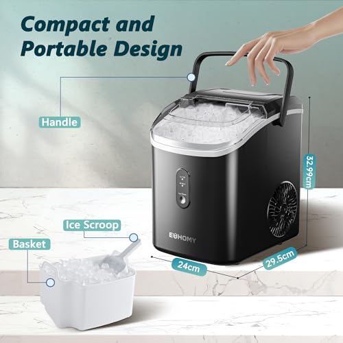 Detalle de EUHOMY Nugget Ice Maker: Chewable Pellet Ice on the Countertop