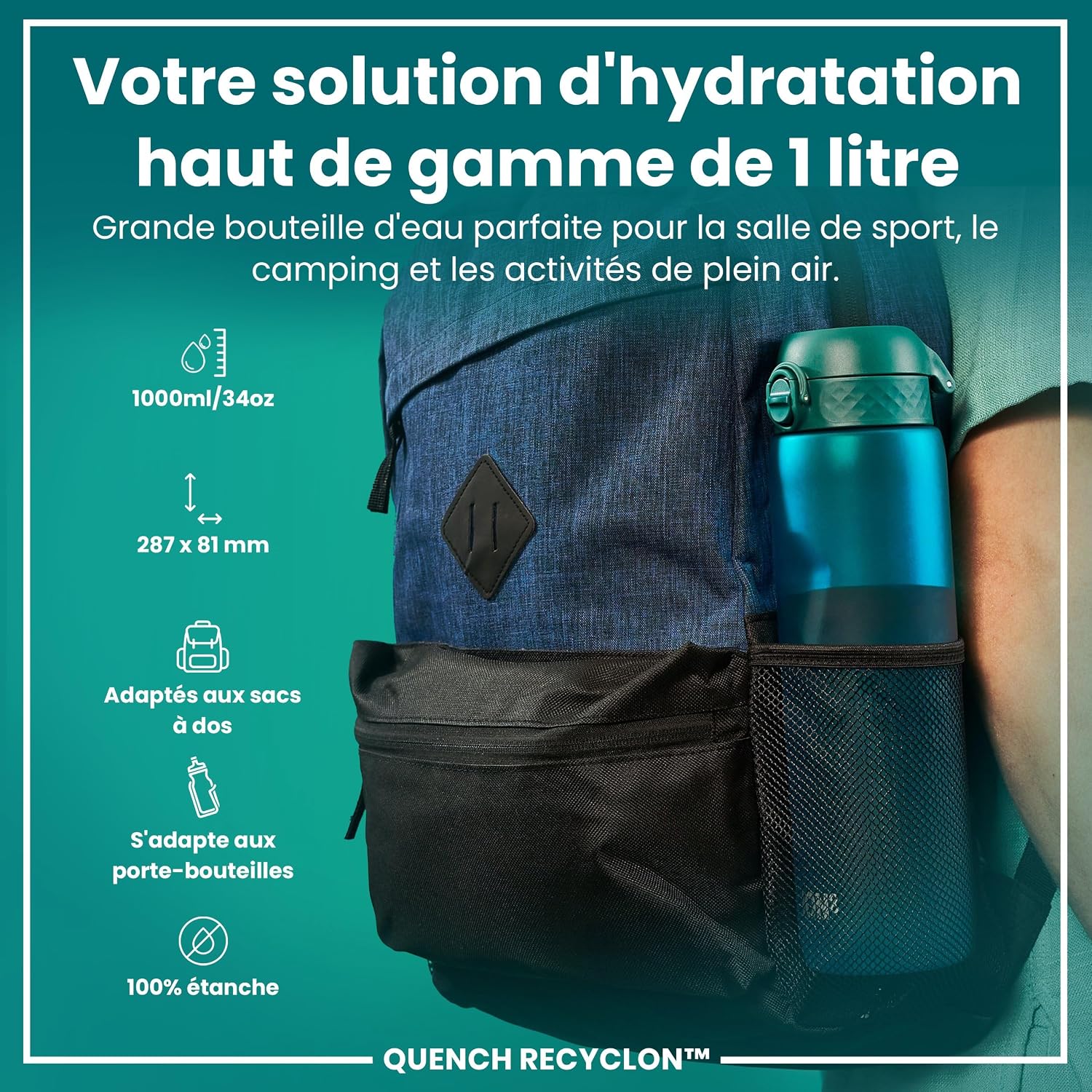 Detalle 2 de Ion8 Gourde 1 L anti‑fuite