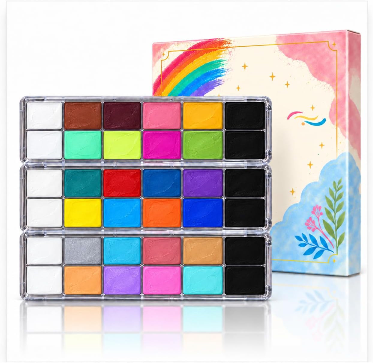 Detalle de QUSTGO 26-Colour Oil-Based Face Paint Palette for Halloween and Cosplay
