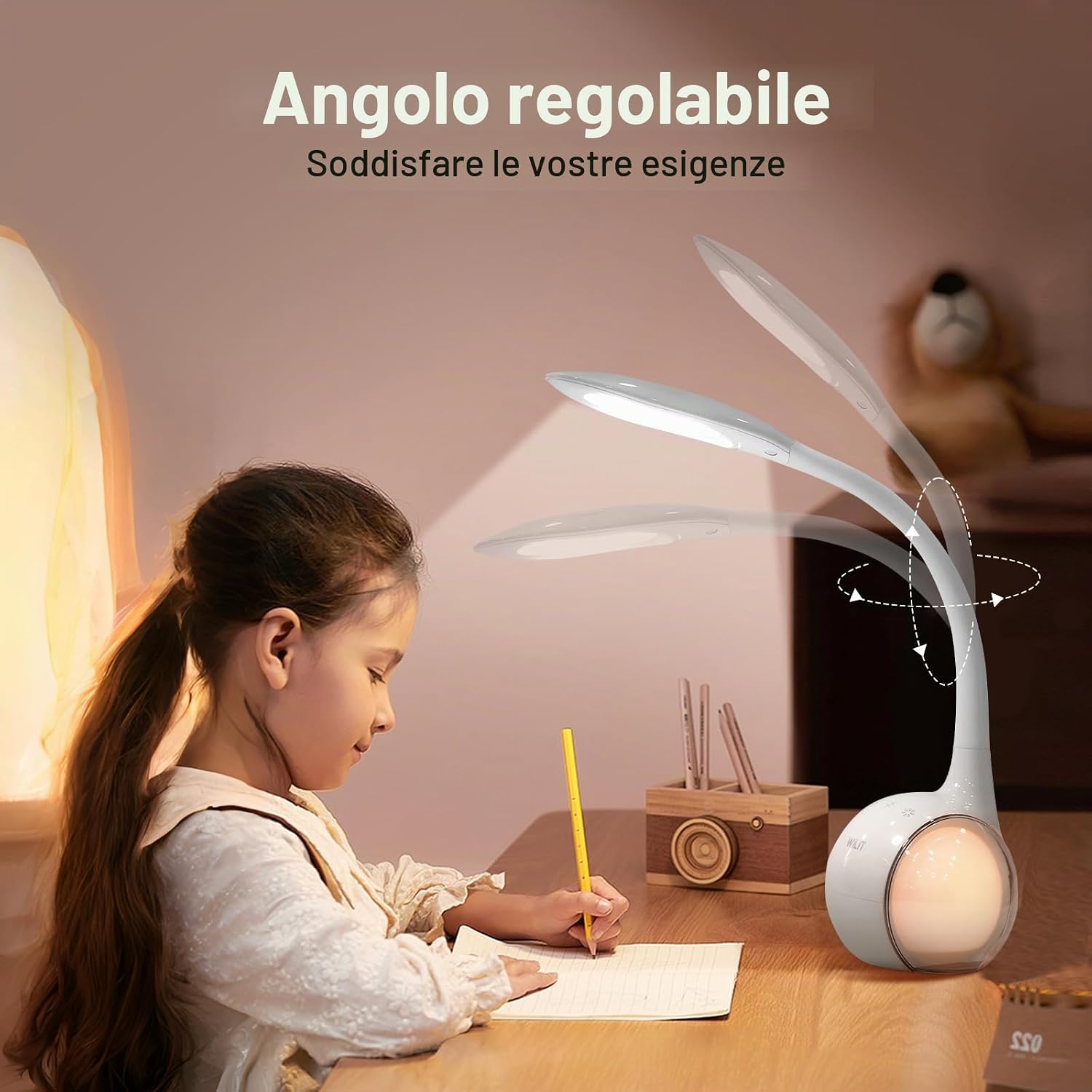Detalle de WILIT T3: Lampada da Scrivania per bambini con luce RGB, controllo tattile e 3 livelli di luminosità