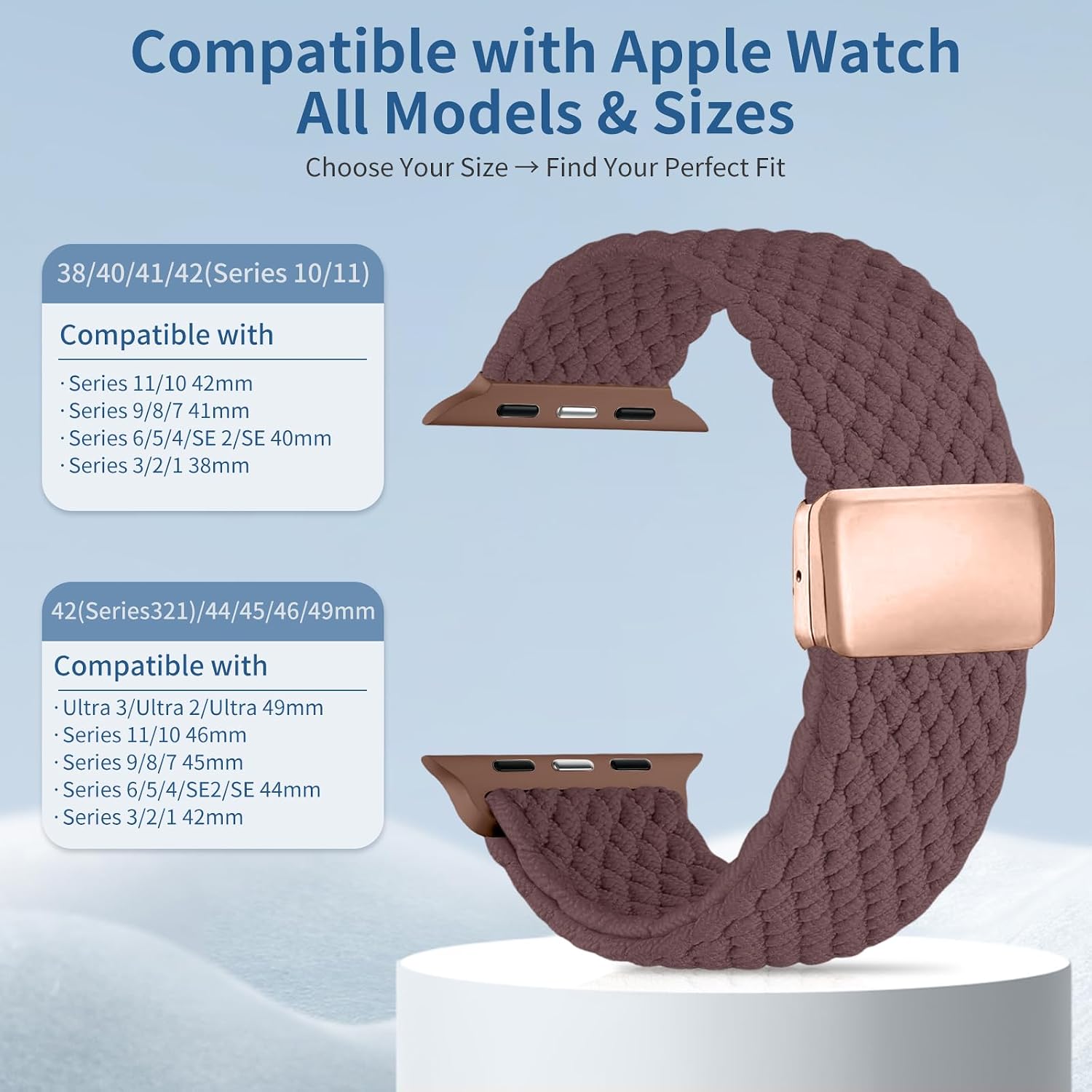 Detalle de chinbersky 6er Geflochtenes Armband für Apple Watch – Magnetisch verstellbar, Nylon-Gewebe, 38–42 mm