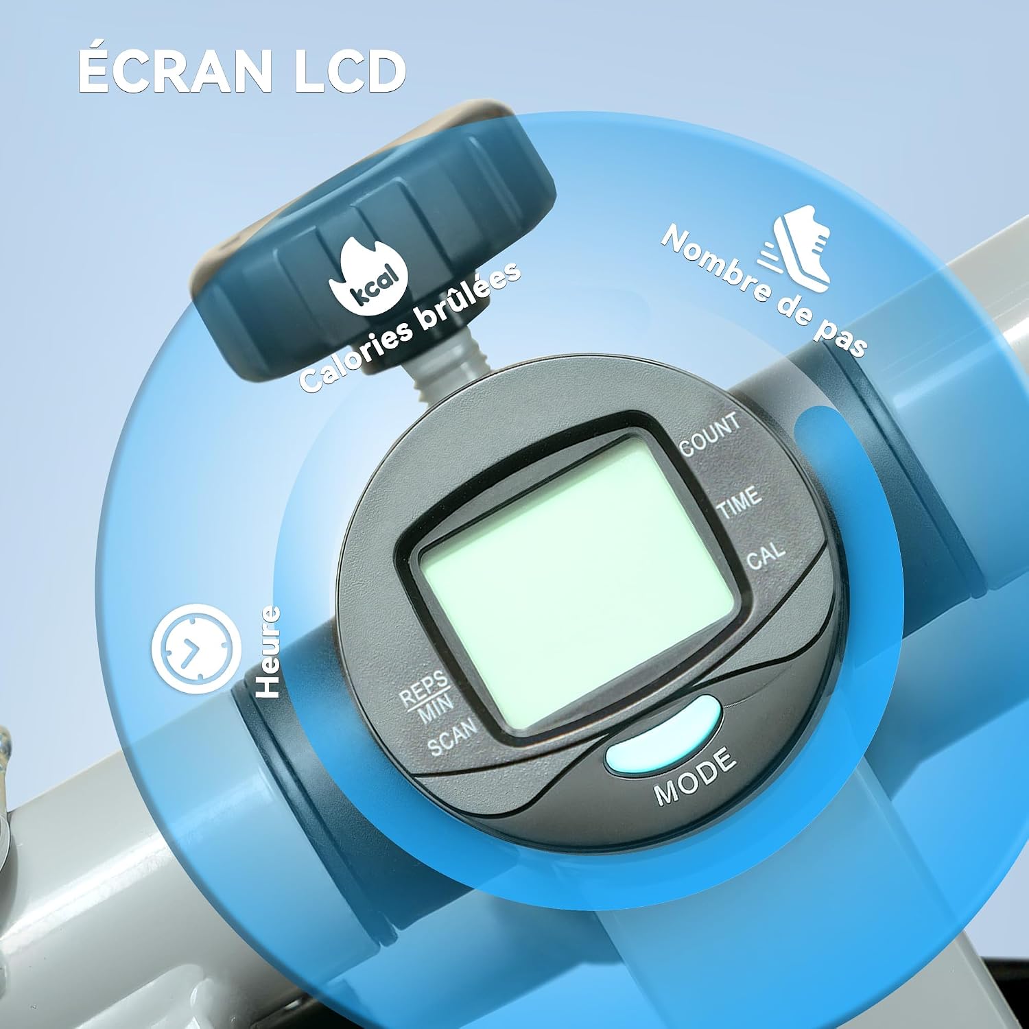 Thumbnail 3 de SPORTNOW A90-371V00GY mini-fitnessstepper met weerstandsbanden en lcd-display
