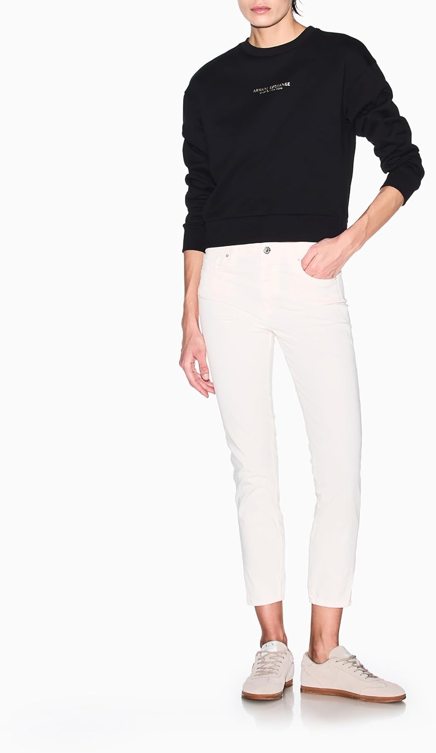 Detalle de Armani Exchange Long Sleeve Milano-New York Front Logo – Maglia di Tuta Donna