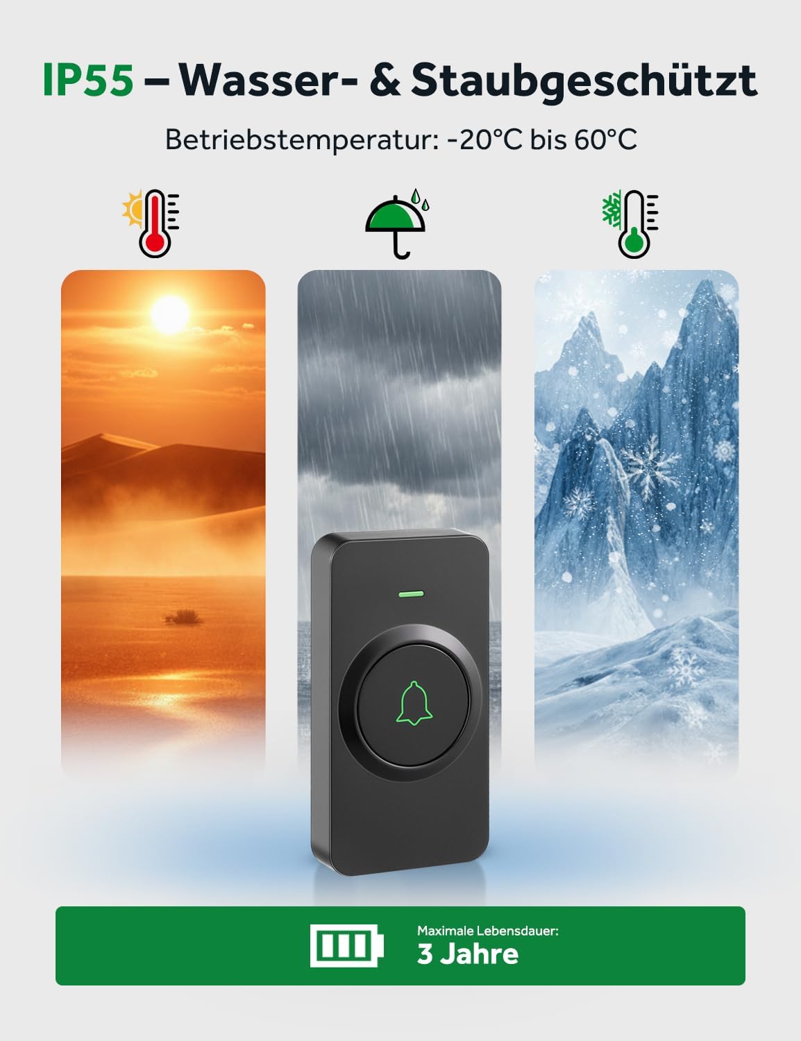 Detalle 2 de AVANTEK BA-11 kabellose Türklingel 300 m