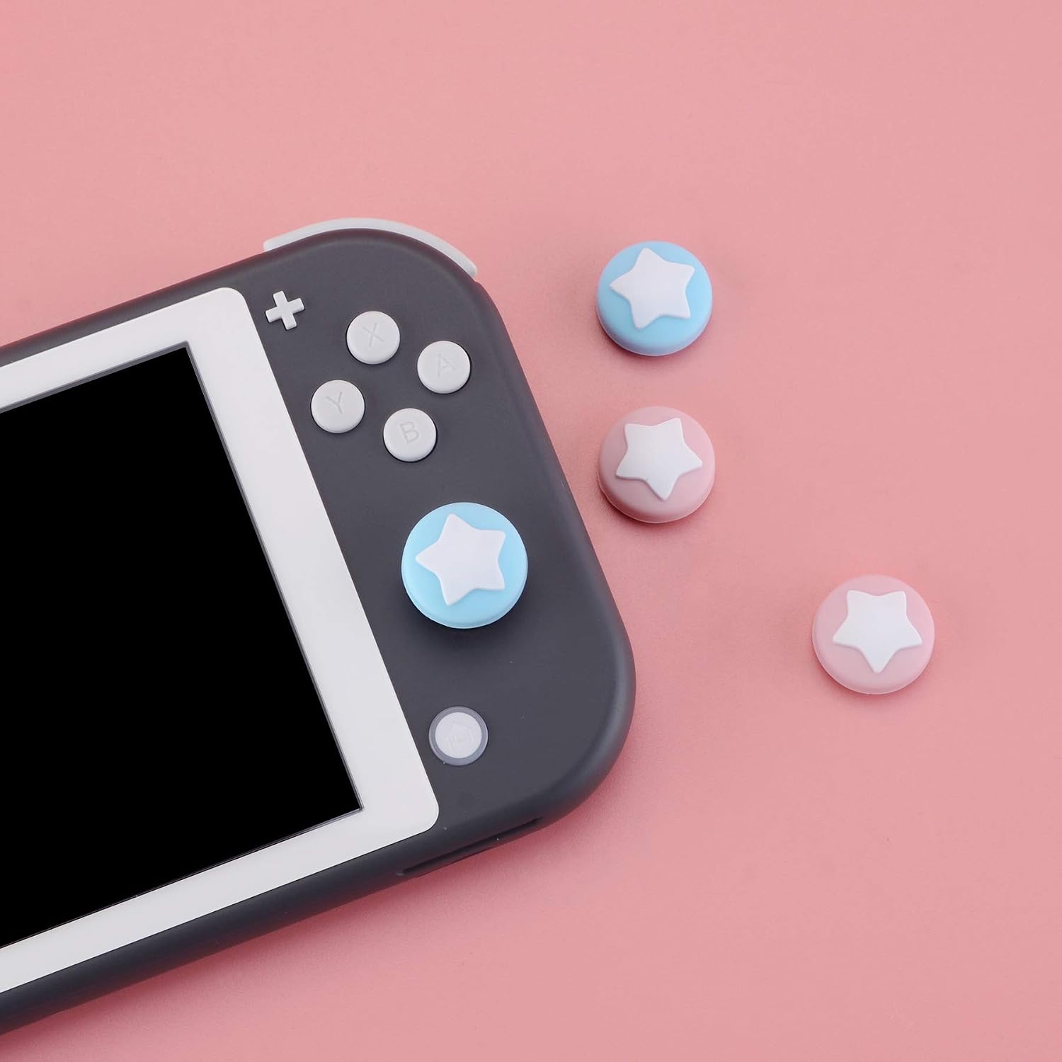 Thumbnail 6 de eXtremeRate PlayVital Star Design Cute Switch Thumb Grip Caps – Cherry Blossoms Pink & Heaven Blue