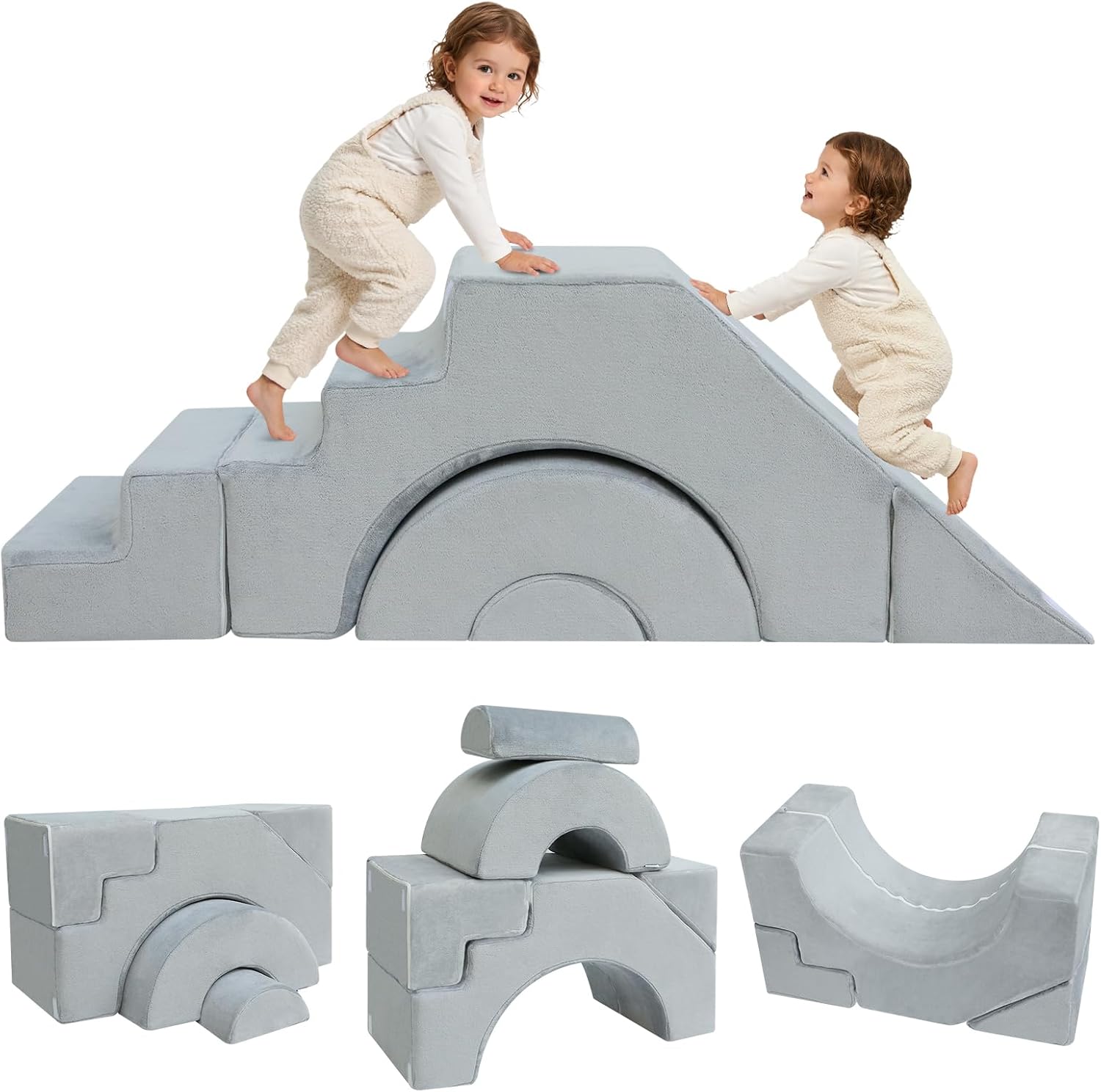 Detalle de MeMoreCool Kids Foam Play Couch, Gray