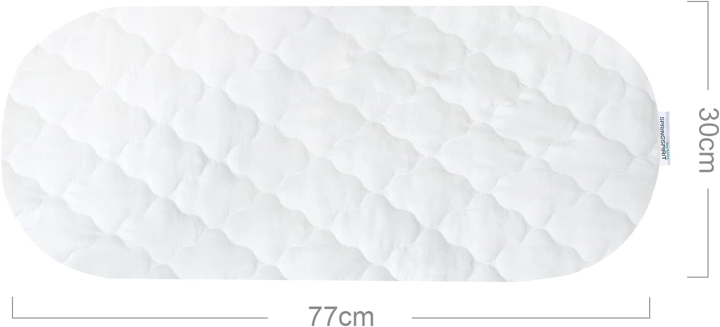 Detalle 2 de SPRINGSPIRIT Waterproof Pram & Moses Basket Mattress Protector (77x30cm) – Ultra Soft Quilted Carry Cot Cover