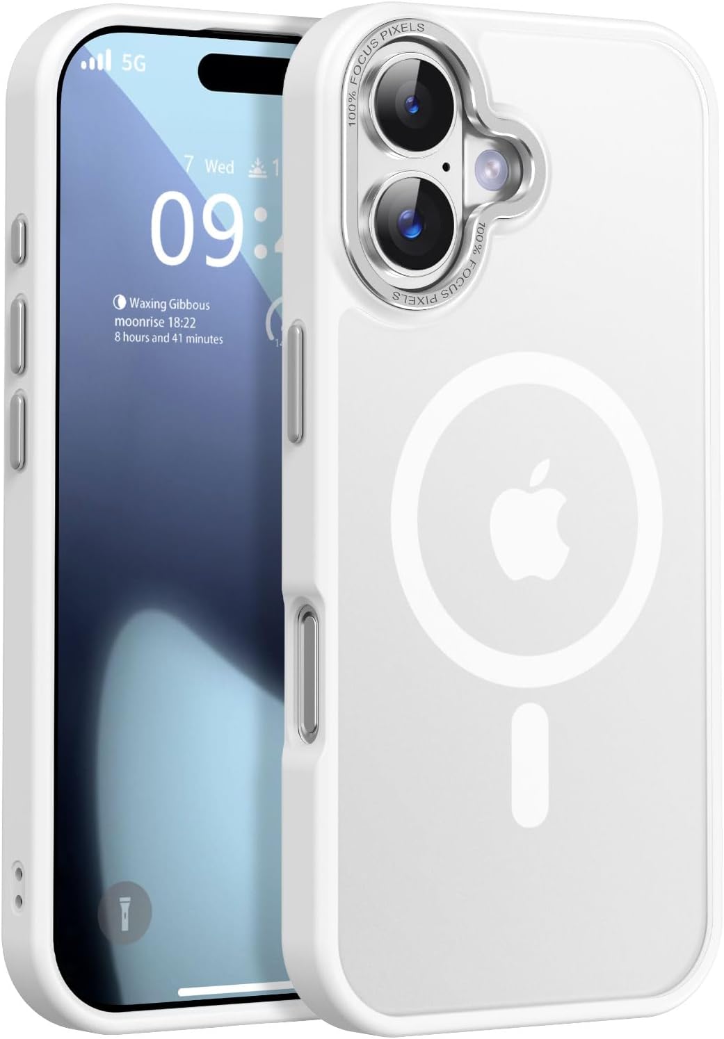 Detalle de Newfuture iPhone 16 Case with Magnetic 38‑Magnet System — 13 ft Drop Protection, MagSafe Compatible, Frosted White