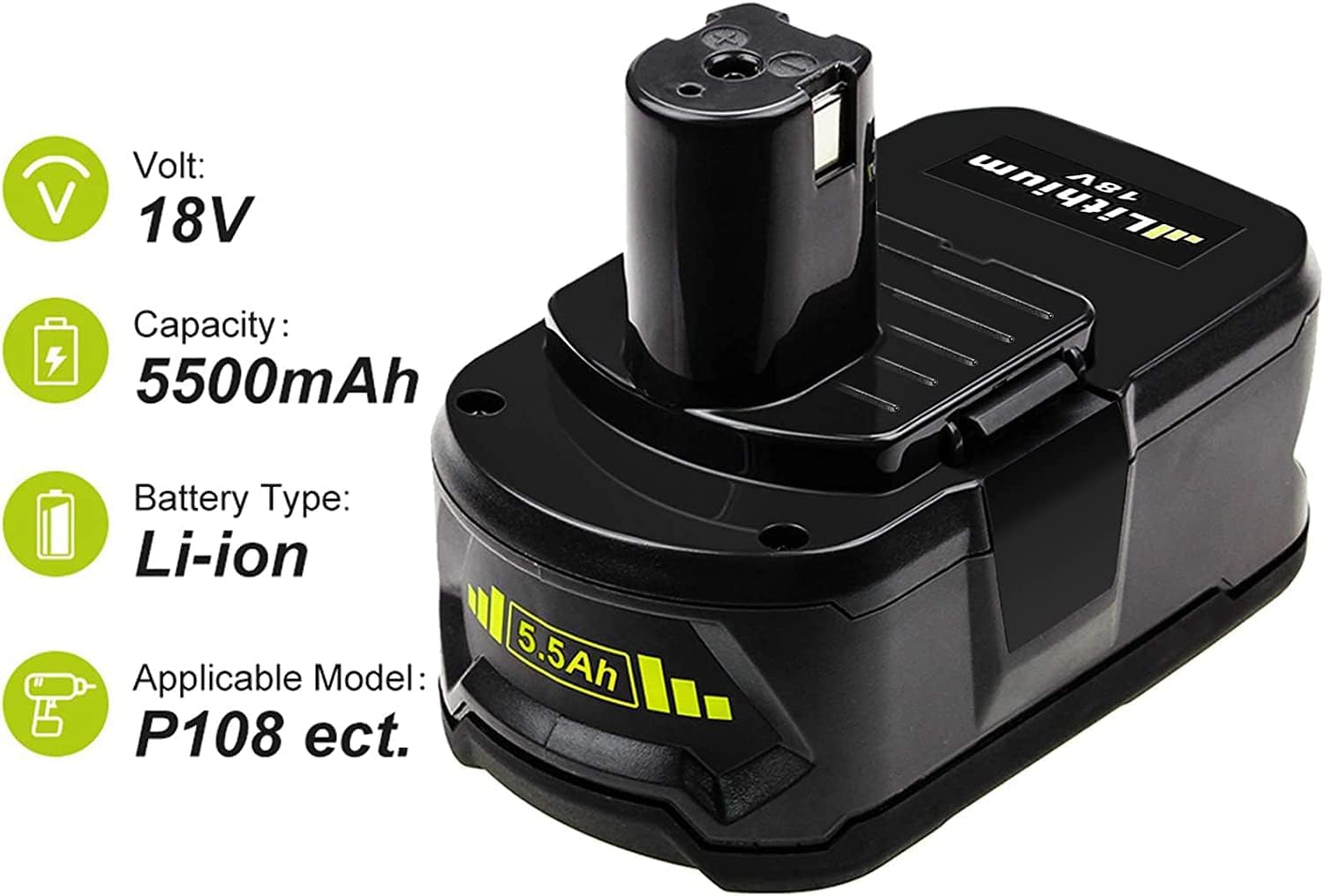 Detalle 2 de 18V 5500mAh Replacement Battery for Ryobi One+