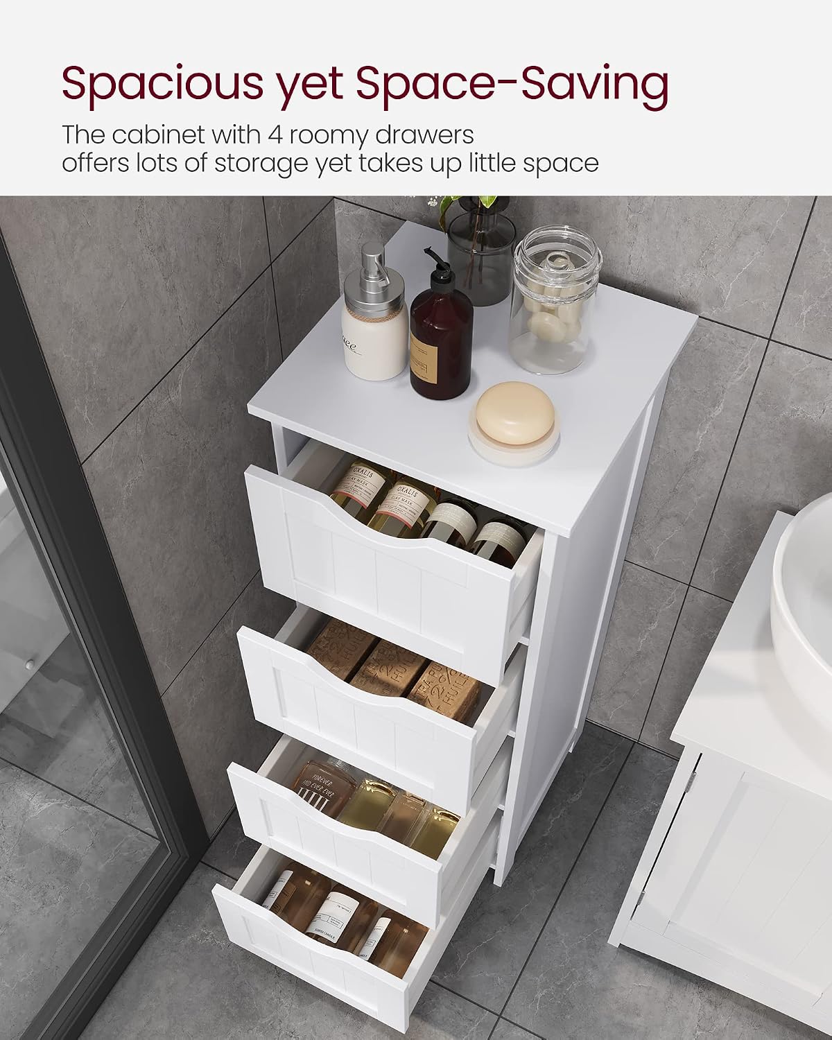 Detalle 2 de VASAGLE Bathroom Storage Cabinet 30 x 30 x 82 cm