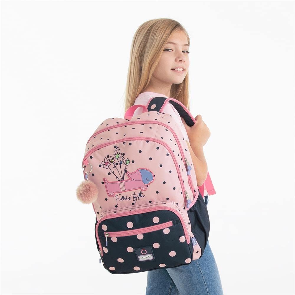Detalle 2 de Enso Friends Together Mochila Escolar Rosa 32x44x17 cm
