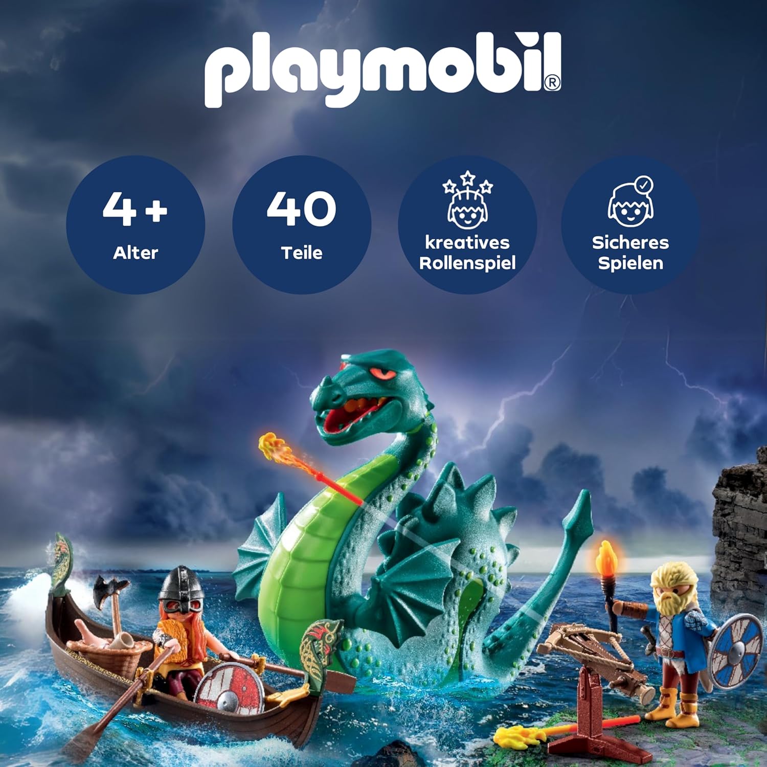 Thumbnail 1 de PLAYMOBIL 71830 Wikinger mit Seeungeheuer – Lernspielzeug ab 4 Jahren