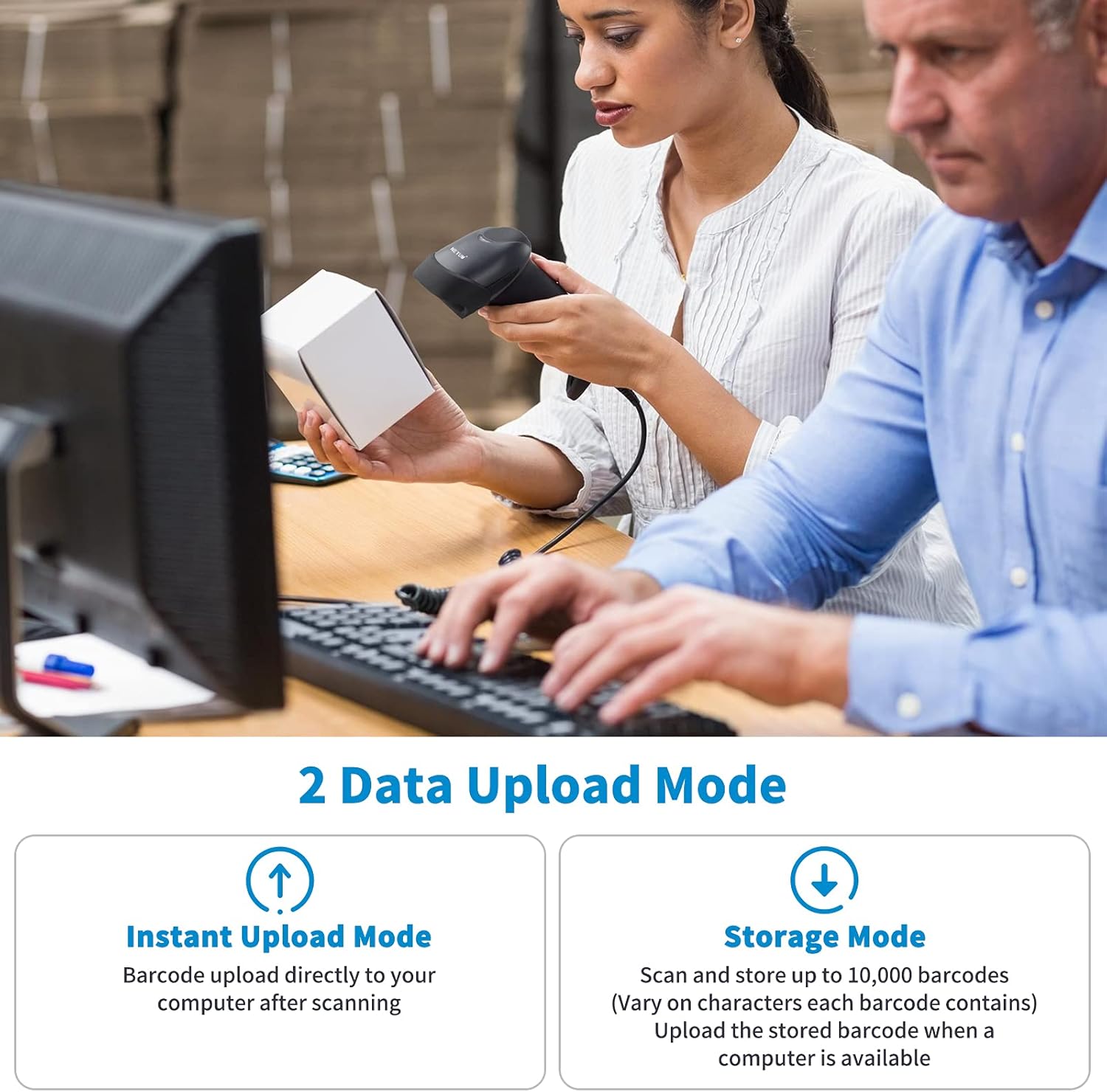 Thumbnail 5 de NETUM M8 3-in-1 Wireless 2D QR Barcode Scanner with Stand (Bluetooth, 2.4GHz & USB)