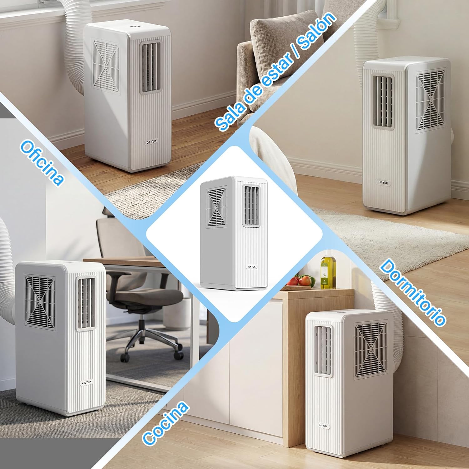 Thumbnail 6 de OKYUK Condizionatore portatile a risparmio energetico 200 W (R290) 3 in 1 con tubo di scarico bianco