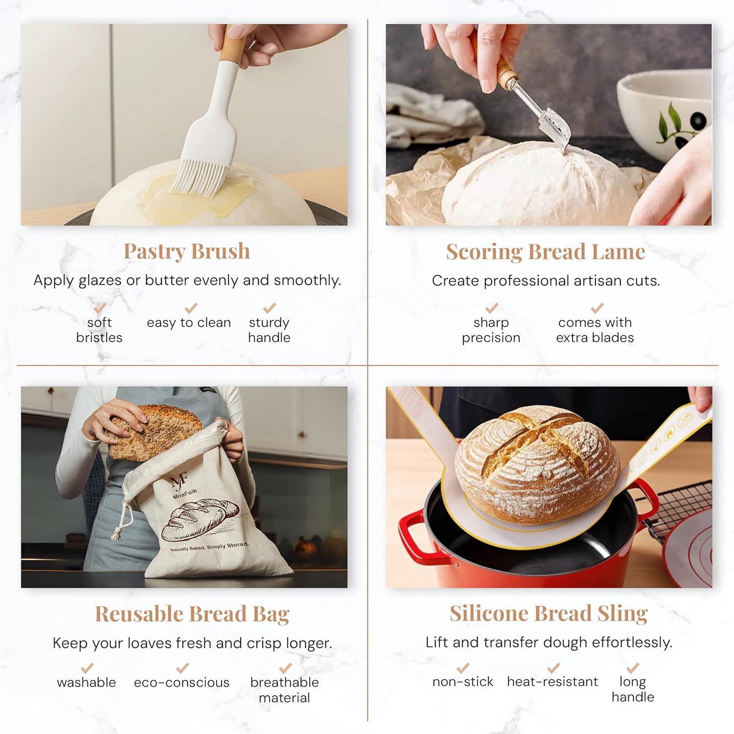 Thumbnail 5 de Mirafolk Sourdough Starter Kit 10in proofing basket