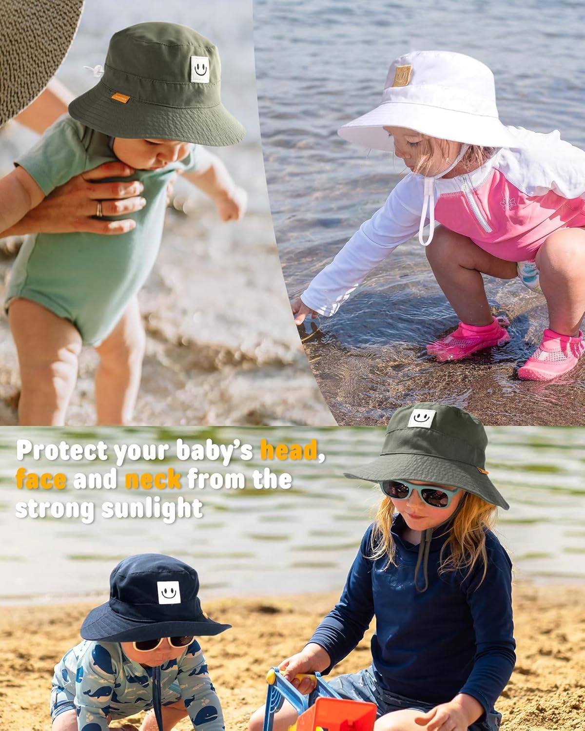 Thumbnail 4 de FURTALK Baby Sun Hat Smile Face Toddler Bucket Hat (0–5 Years) with UPF 50+