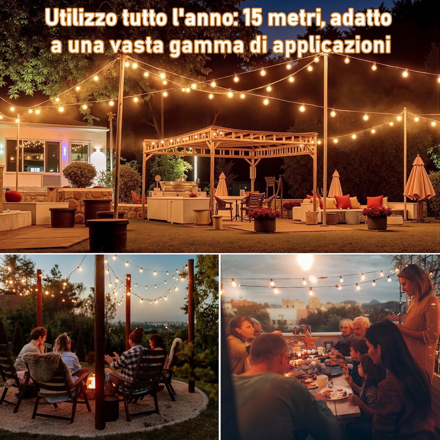 Detalle 2 de HeiPard Catena Luminosa Esterno 15m con 25 LED e Telecomando RF – Magia per Giardino, Matrimoni e Festa