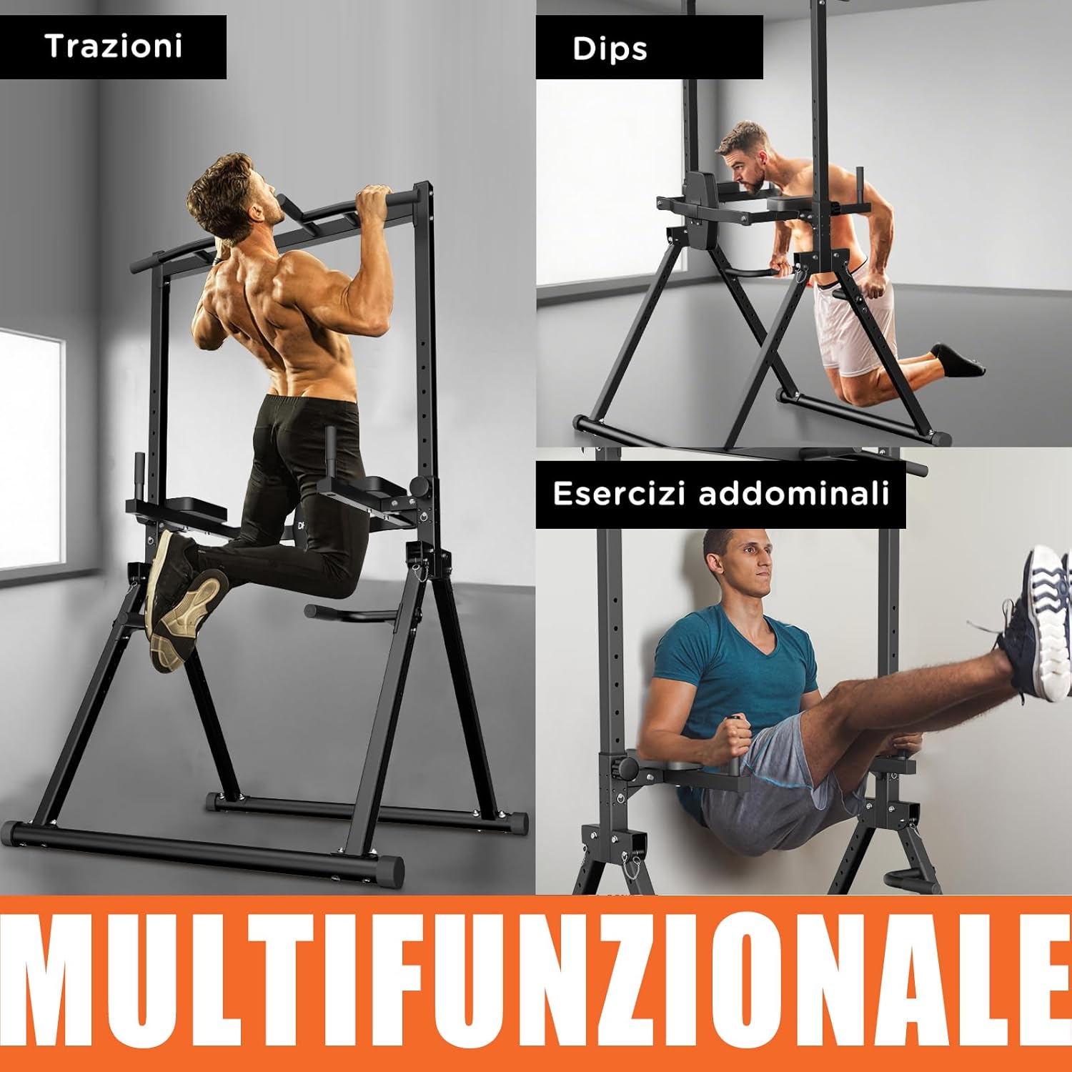 Thumbnail 5 de DH FitLife Power Tower Dip Station Pieghevole: stazione fitness multifunzionale per casa
