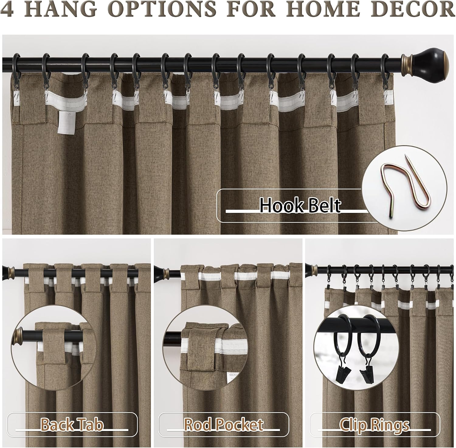 Detalle 2 de DUALIFE Blackout Curtains, 132-Inch