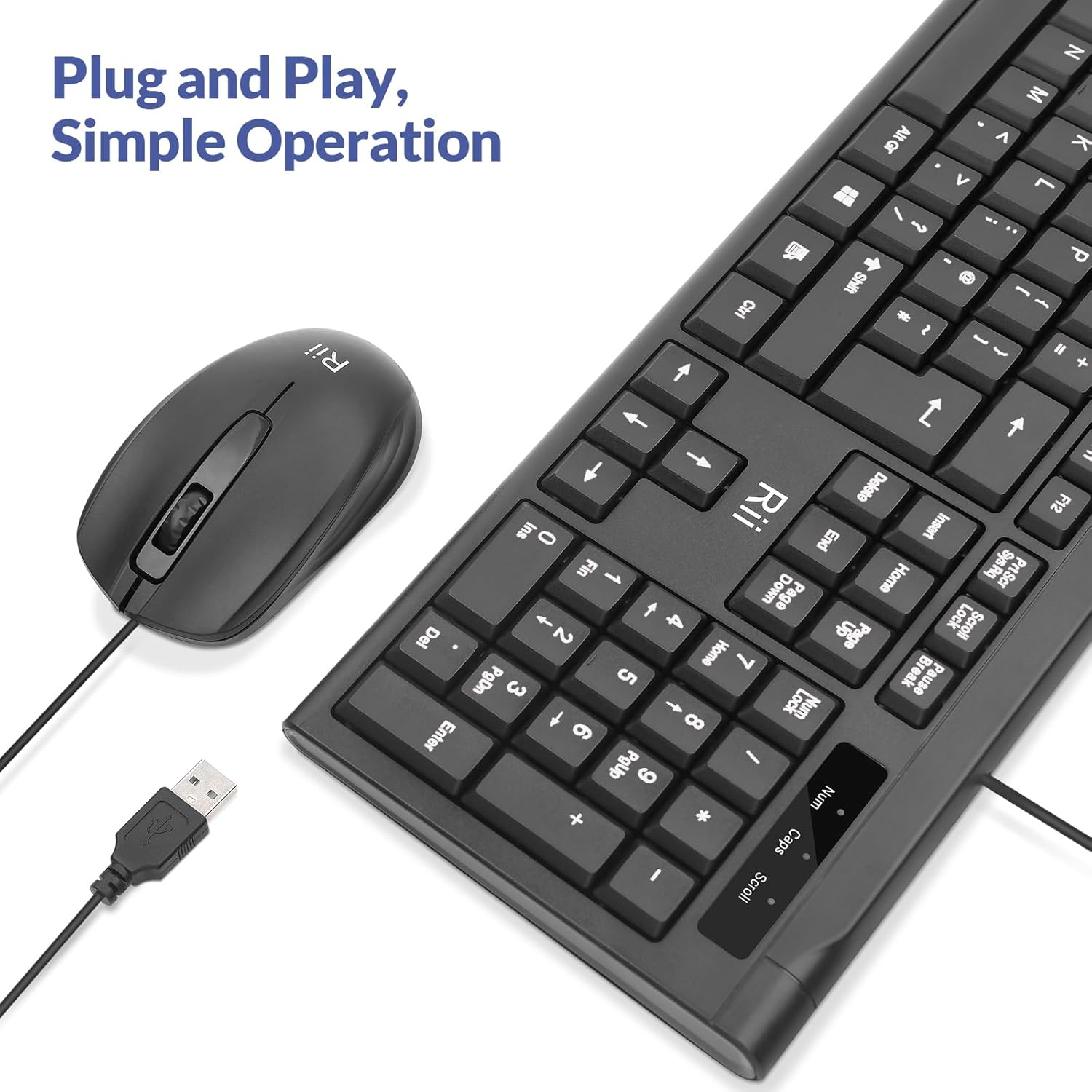 Thumbnail 3 de Rii Keyboard and Mouse Set USB Wired Combo