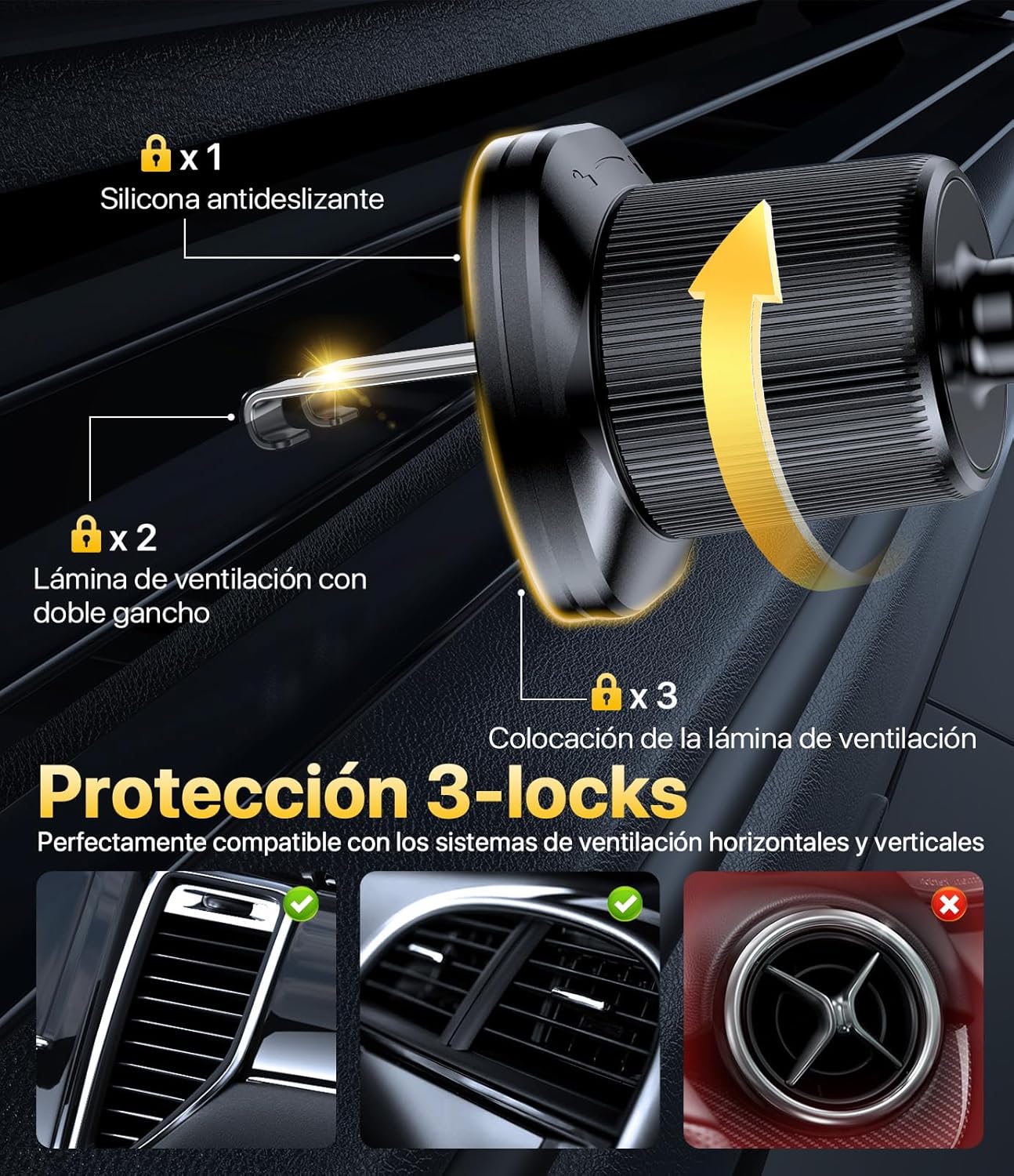Thumbnail 3 de Miracase Soporte Coche Gancho 360°