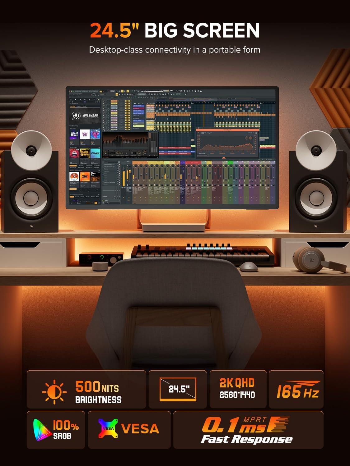 Detalle 2 de UPERFECT 24.5" 2K Portable Monitor 165Hz