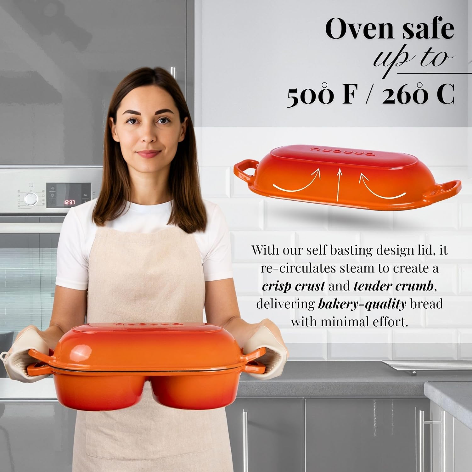 Detalle de Nuovva 16.5cm Enamelled Cast Iron Dutch Oven for Bread ๐ฒ