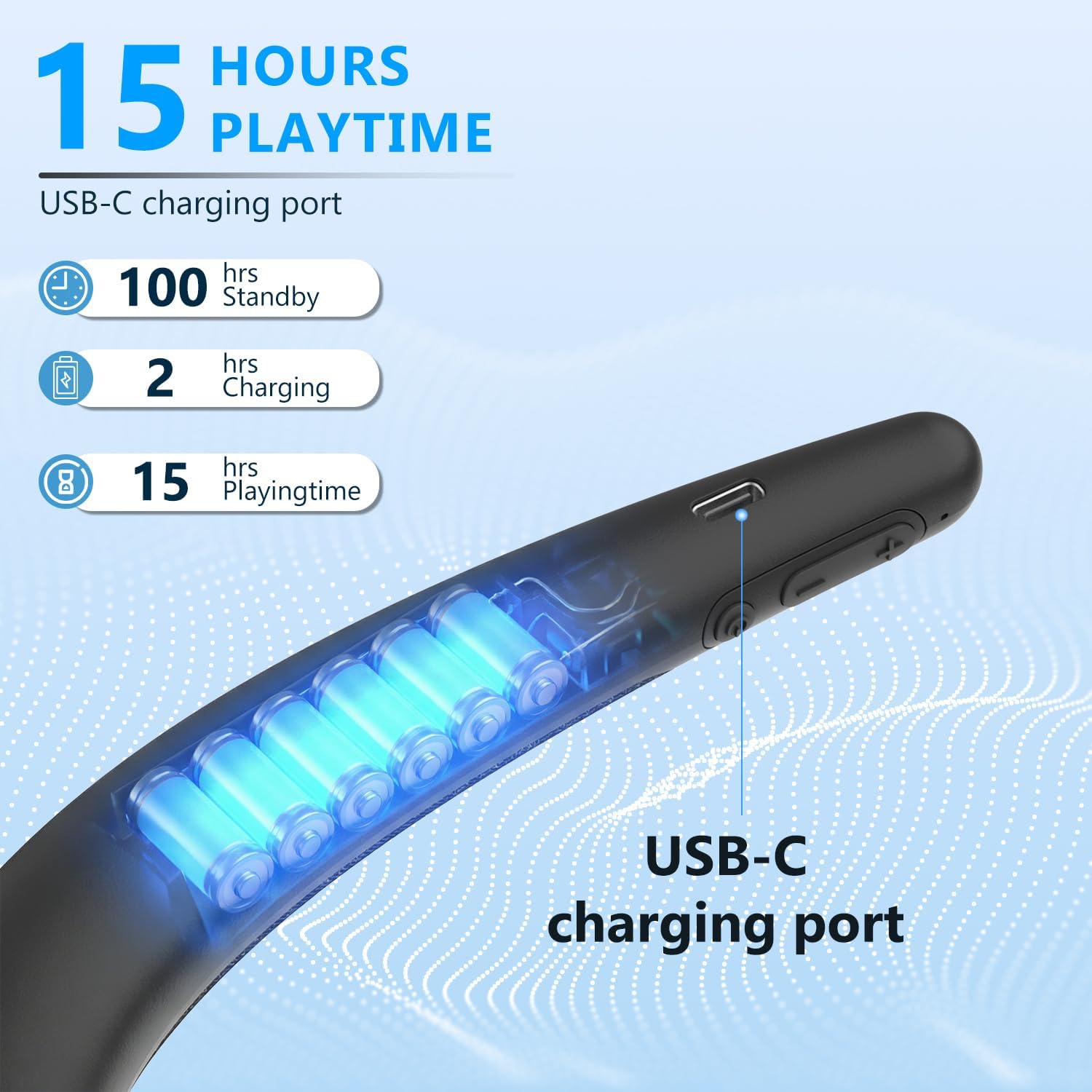 Detalle de MONODEAL Bluetooth Nackenlautsprecher – 3D Surround, 15 Stunden Akku, Bluetooth 5.4