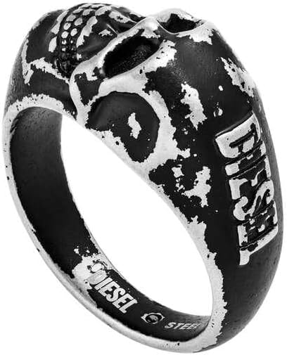 Thumbnail 1 de Bague Diesel Homme à pépites en acier inoxydable noir poli