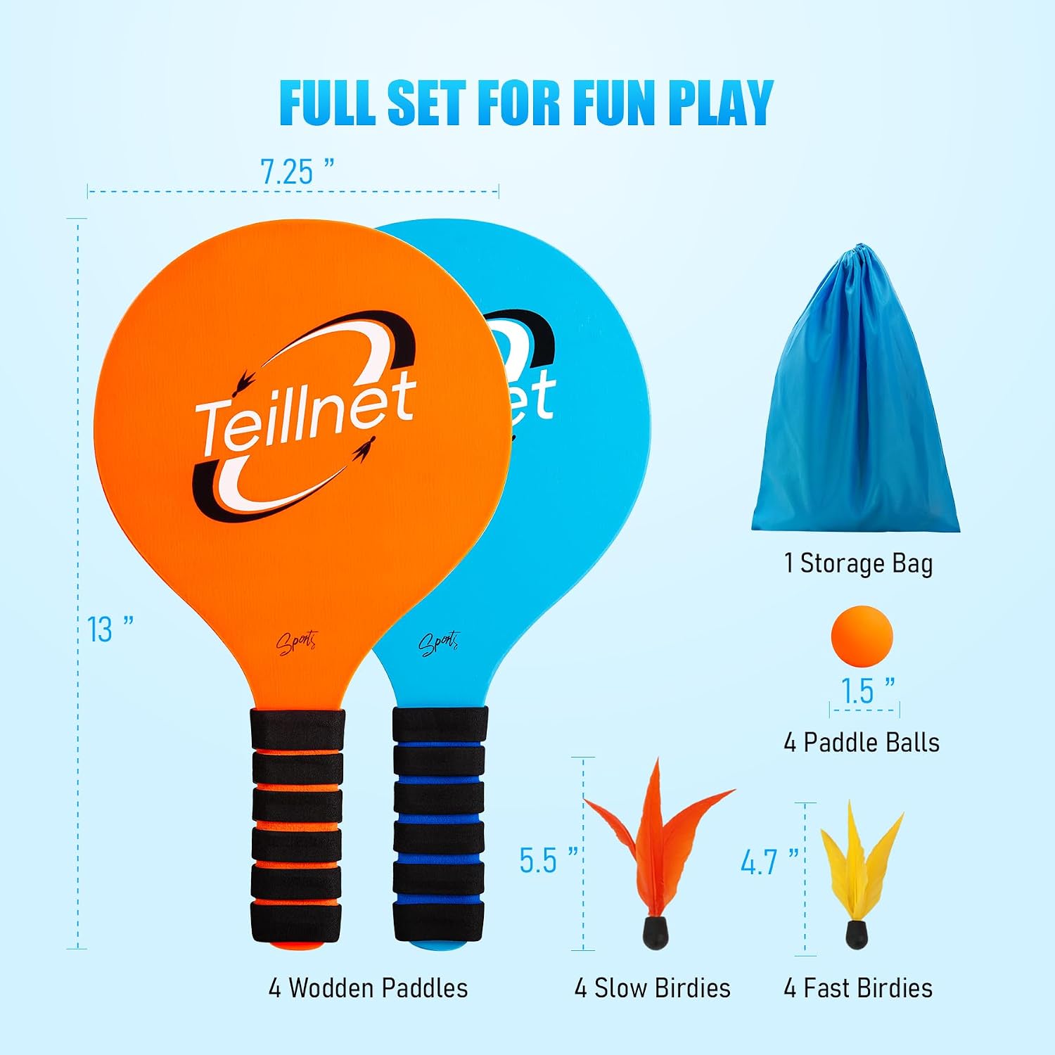 Thumbnail 2 de U&C Planet Beachball Set: Wooden Paddle Ball Game for Family Fun