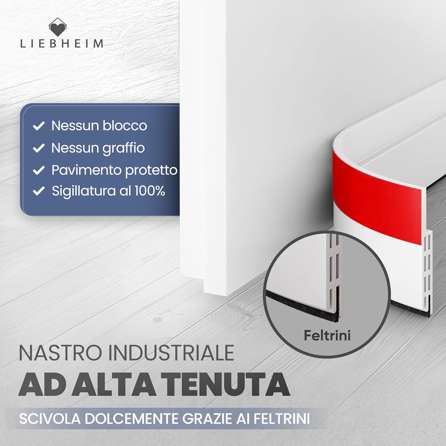 Thumbnail 1 de LIEBHEIM paraspifferi sottoporta e guarnizione porta (1 pezzo) bianco