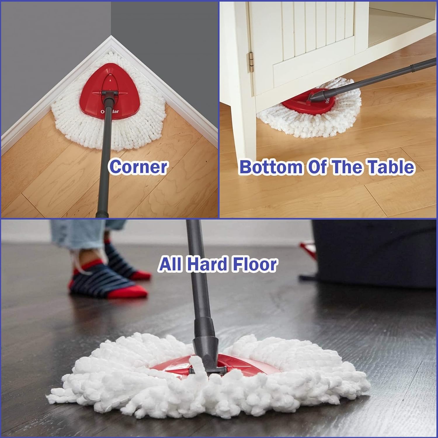 Thumbnail 3 de Spin Mop Replacement Head 4 Pack: Durable Microfiber Refills for Triangular Swivel Mops